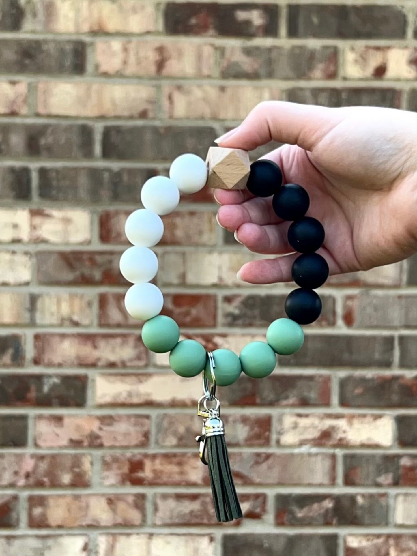 Sage Beaded Wristlet