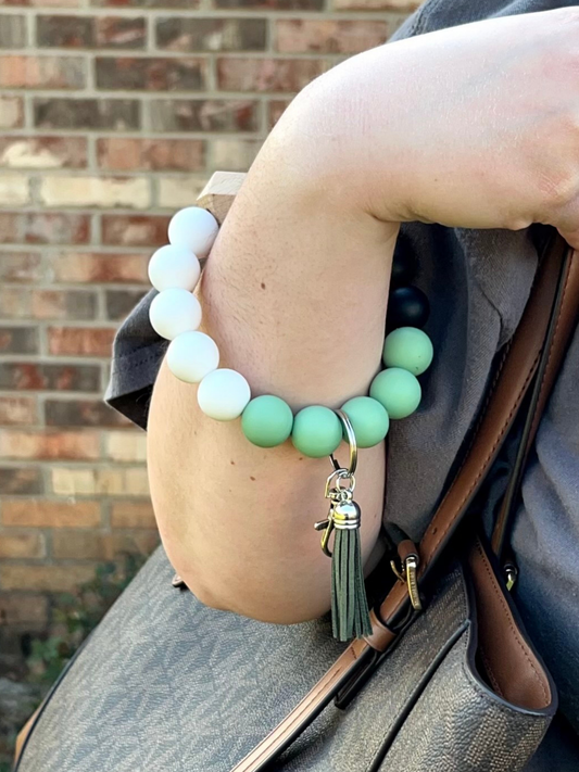 Sage Beaded Wristlet