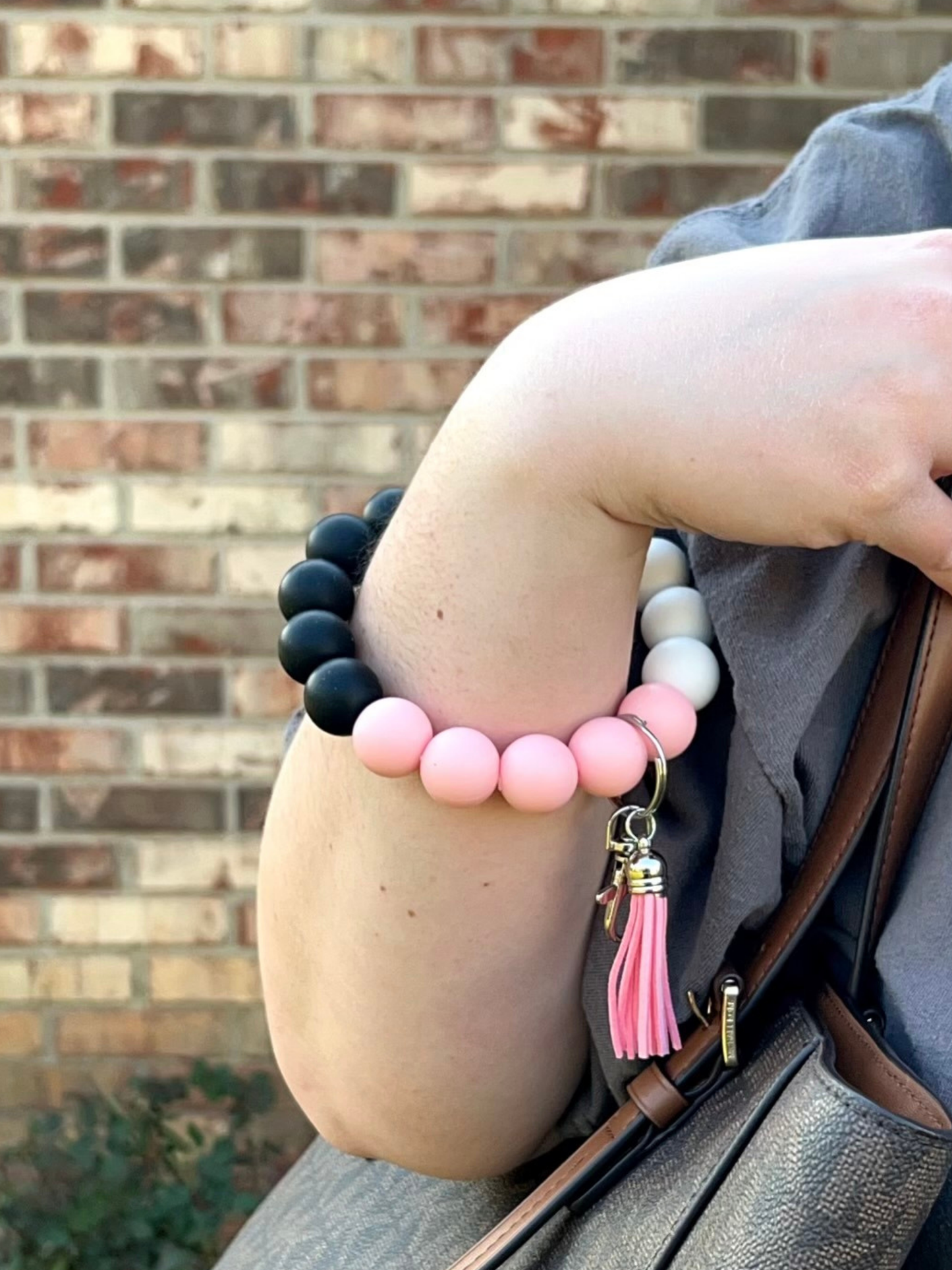 Soft Pink Beaded Wristlet